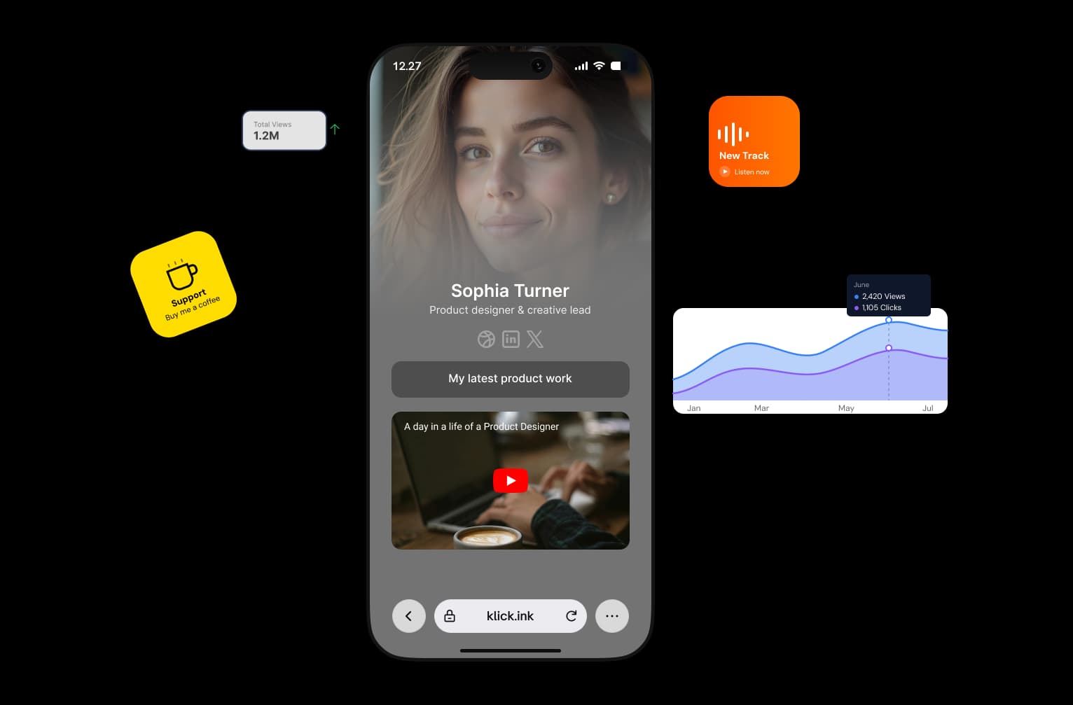 Klick link-in-bio page preview